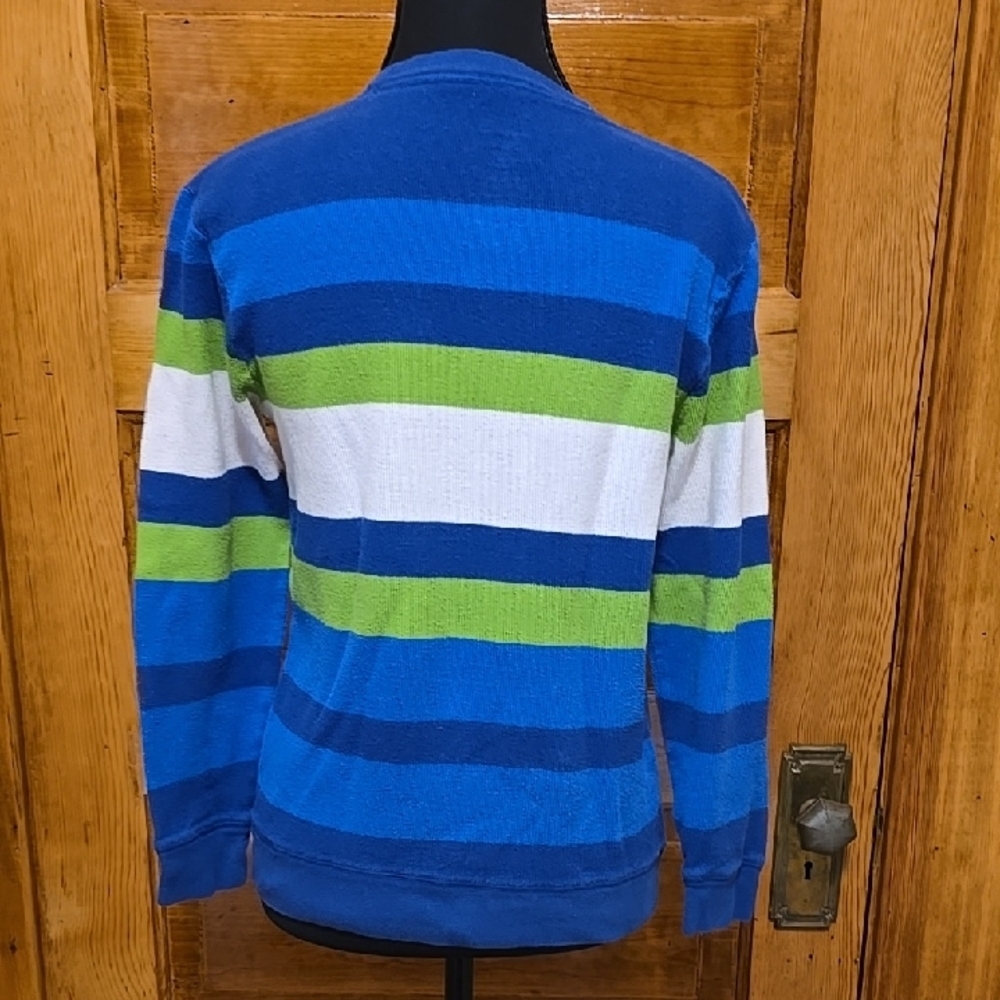 Old Navy Vibrant Blue and Green Back To School Preppy Striped Sweater 10/12 - Picture 4 of 4